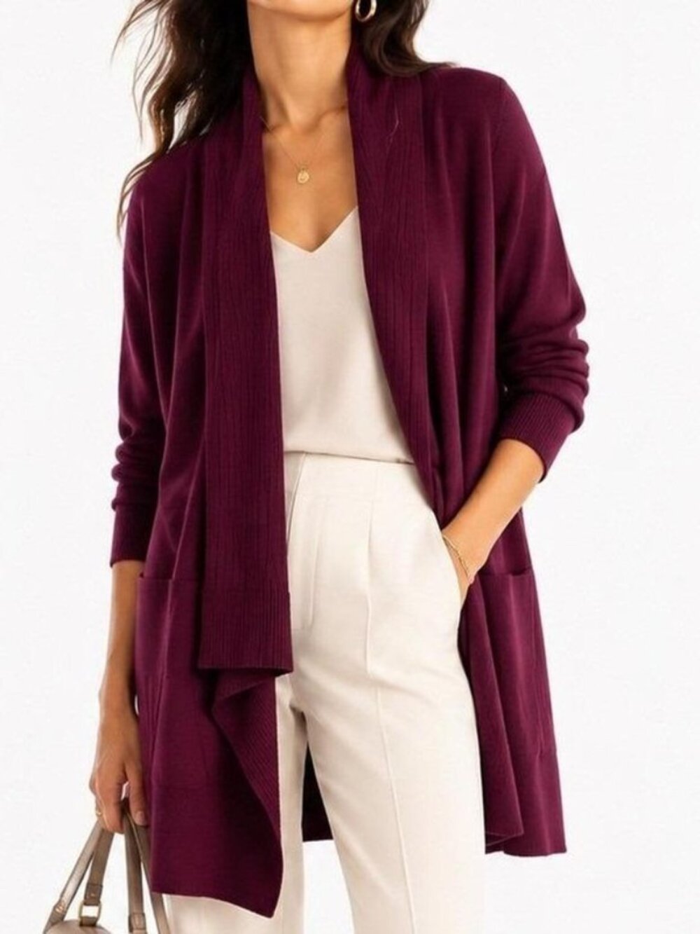 WHBM Drape Open Front Cardigan